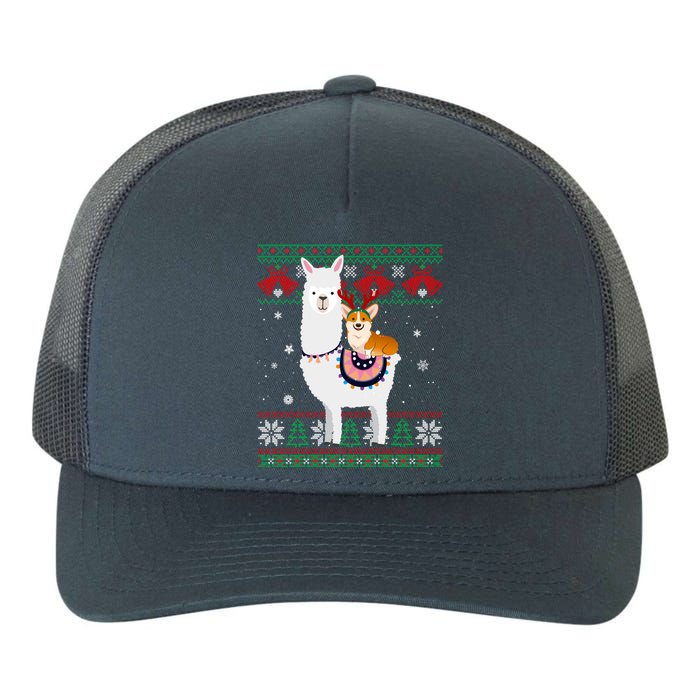 Funny Corgi Riding Llama Christmas Gifts Corgi Xmas ugly Yupoong Adult 5-Panel Trucker Hat