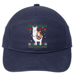 Funny Corgi Riding Llama Christmas Gifts Corgi Xmas ugly 7-Panel Snapback Hat