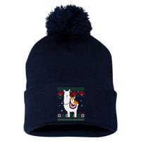 Funny Corgi Riding Llama Christmas Gifts Corgi Xmas ugly Pom Pom 12in Knit Beanie