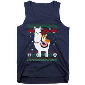 Funny Corgi Riding Llama Christmas Gifts Corgi Xmas ugly Tank Top