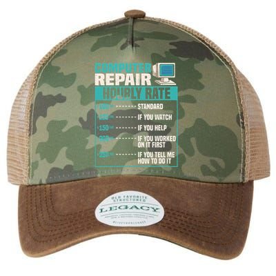 Funny Computer Repair Hourly Rate Legacy Tie Dye Trucker Hat