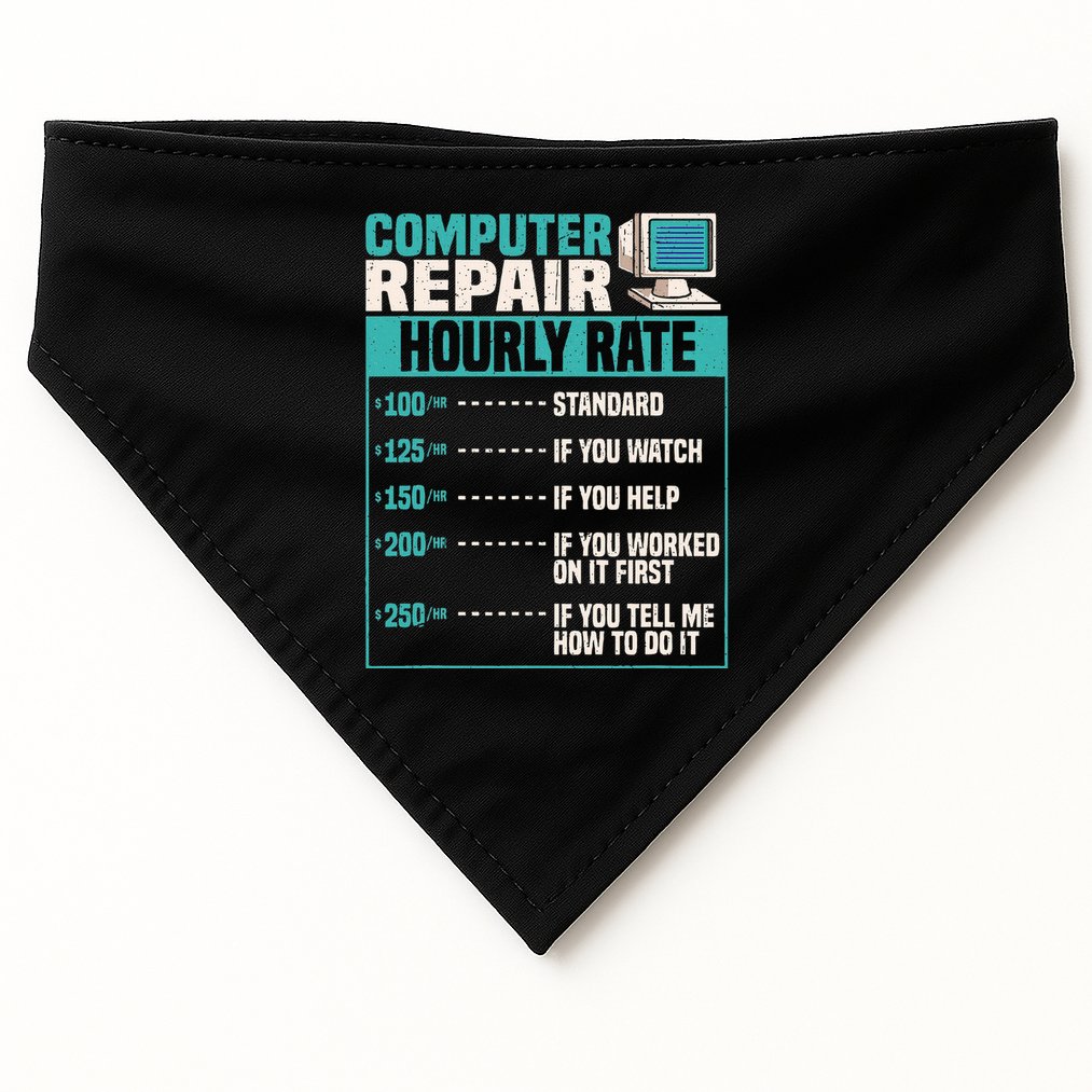 Funny Computer Repair Hourly Rate USA-Made Doggie Bandana