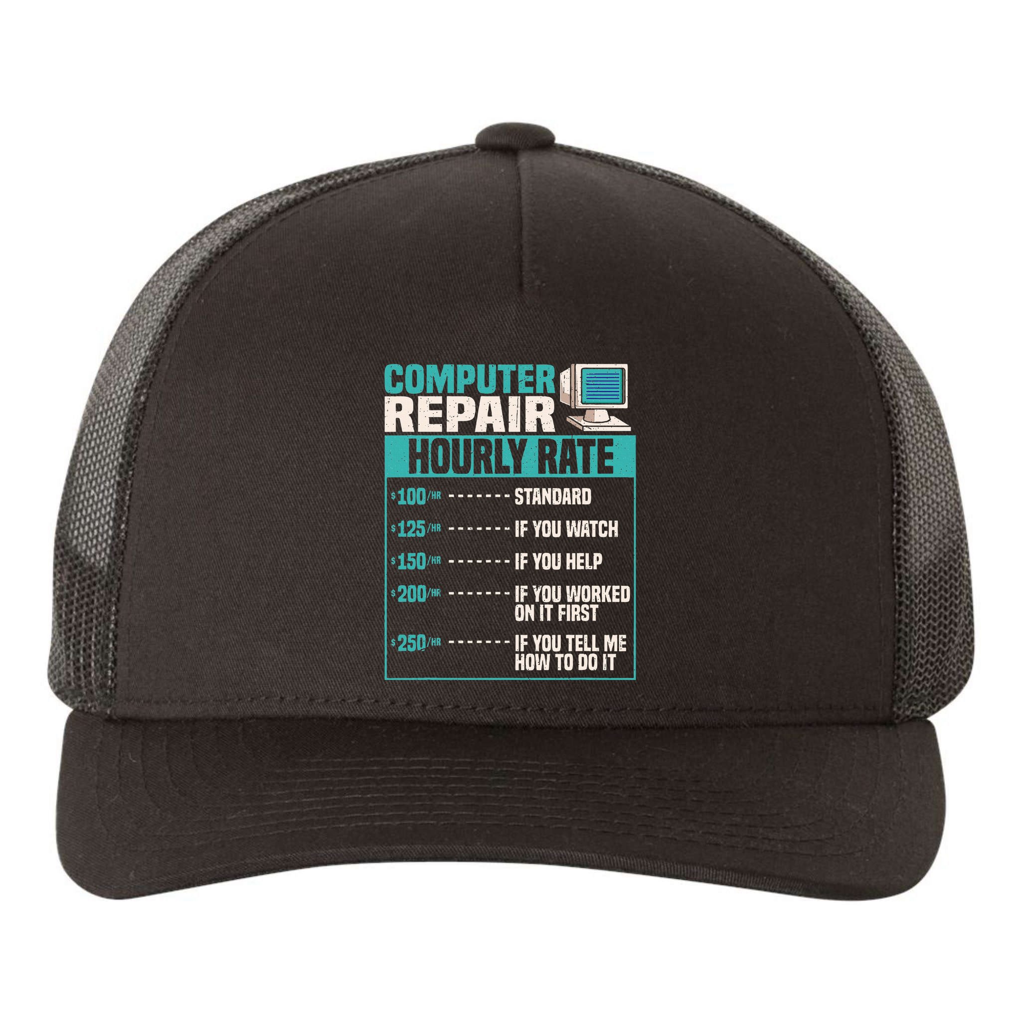 Funny Computer Repair Hourly Rate Yupoong Adult 5-Panel Trucker Hat