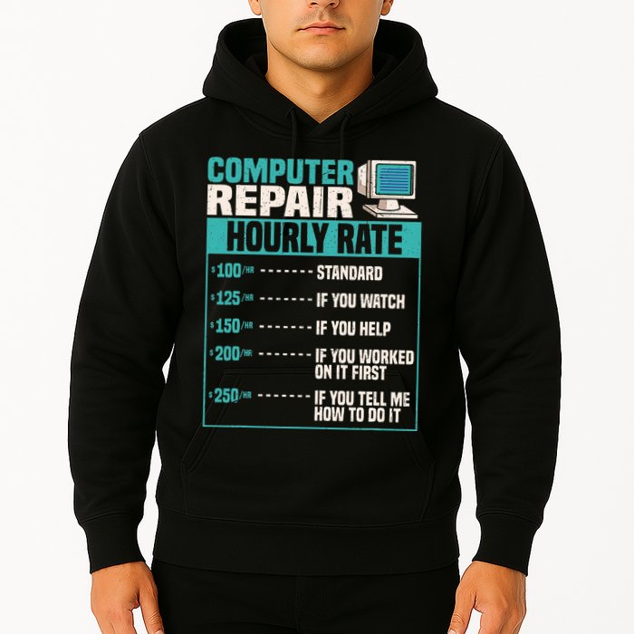 Funny Computer Repair Hourly Rate Hoodie