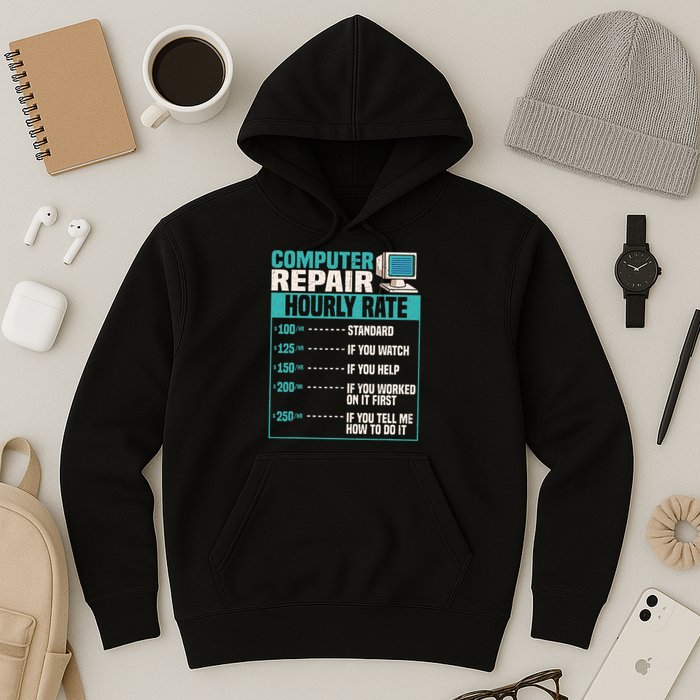 Funny Computer Repair Hourly Rate Hoodie