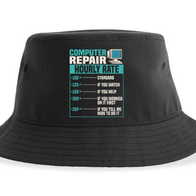 Funny Computer Repair Hourly Rate Sustainable Bucket Hat