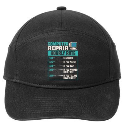 Funny Computer Repair Hourly Rate 7-Panel Snapback Hat