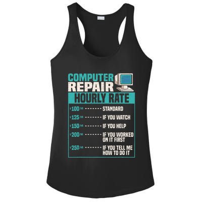 Funny Computer Repair Hourly Rate Ladies PosiCharge Competitor Racerback Tank