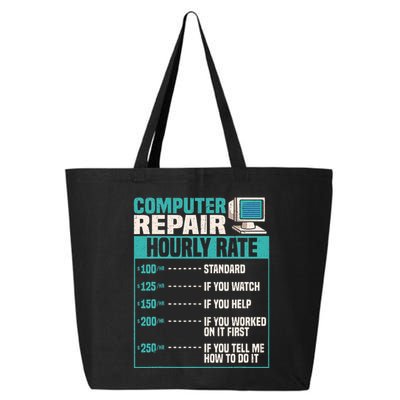 Funny Computer Repair Hourly Rate 25L Jumbo Tote