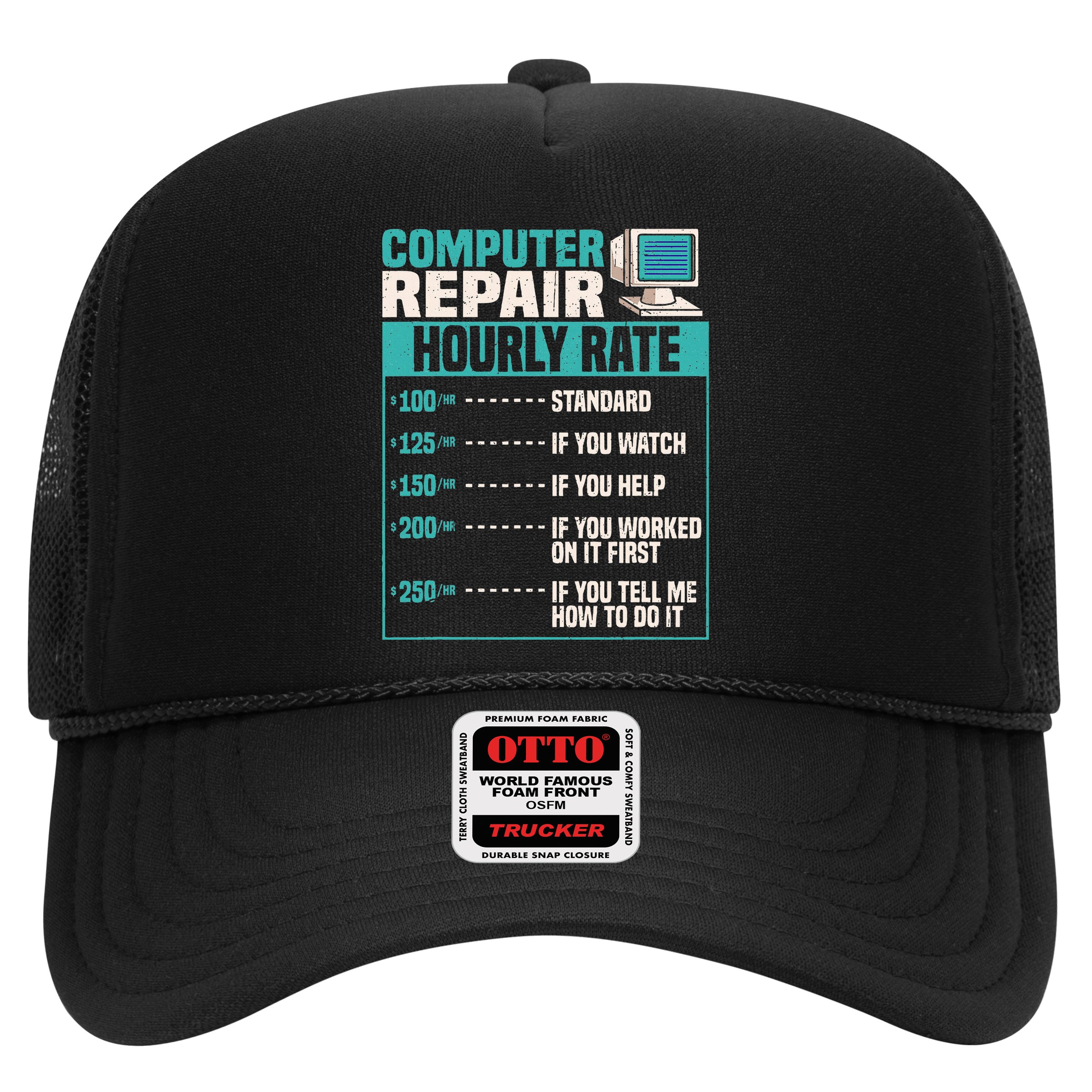 Funny Computer Repair Hourly Rate Hat