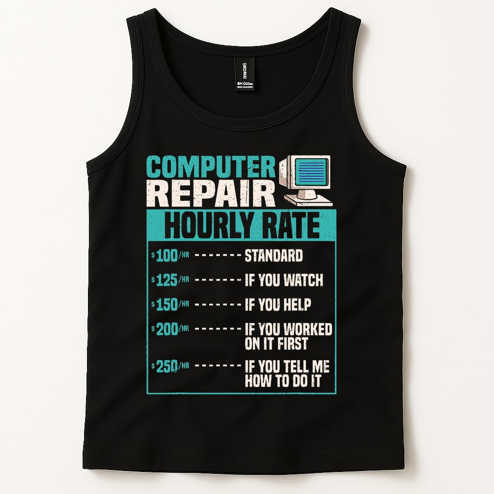 Funny Computer Repair Hourly Rate Tank Top