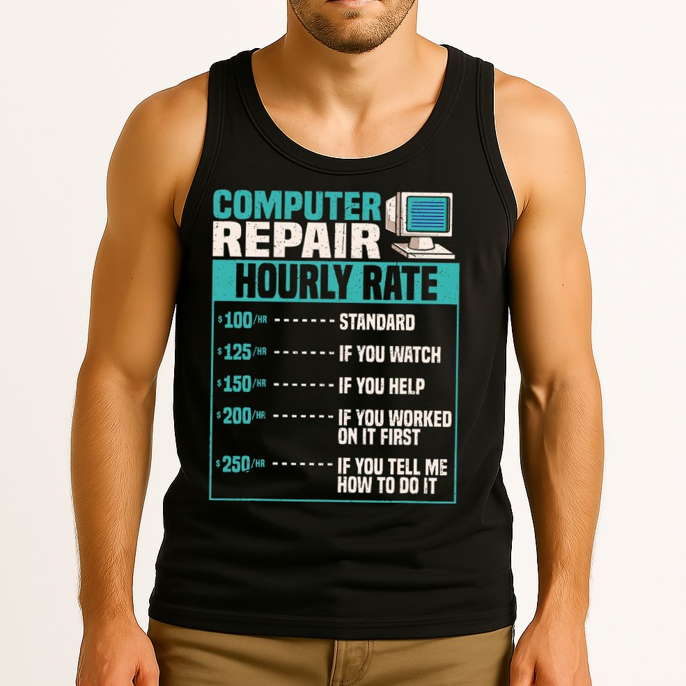 Funny Computer Repair Hourly Rate Tank Top