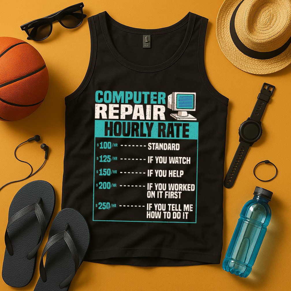 Funny Computer Repair Hourly Rate Tank Top