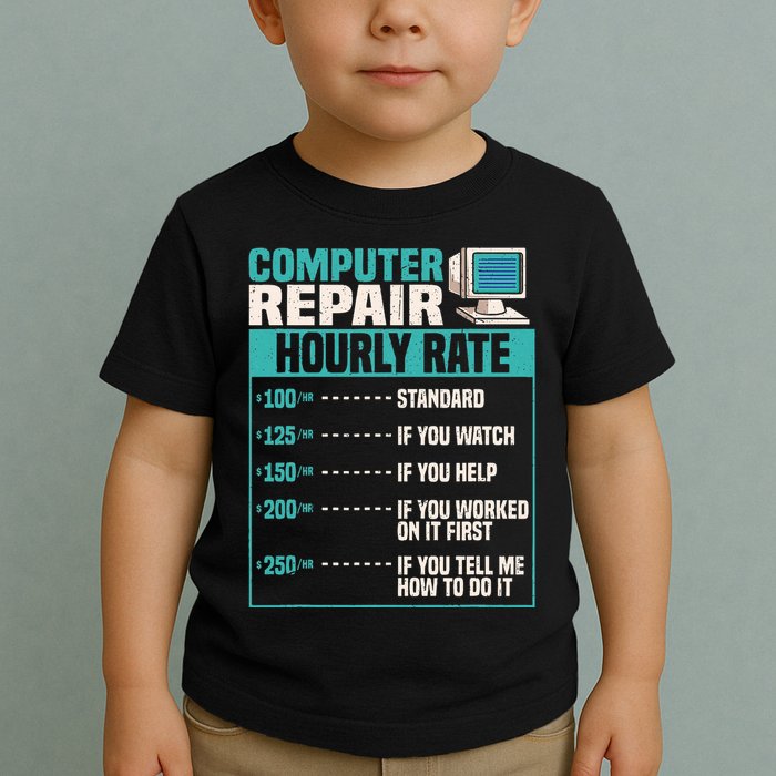 Funny Computer Repair Hourly Rate Toddler T-Shirt