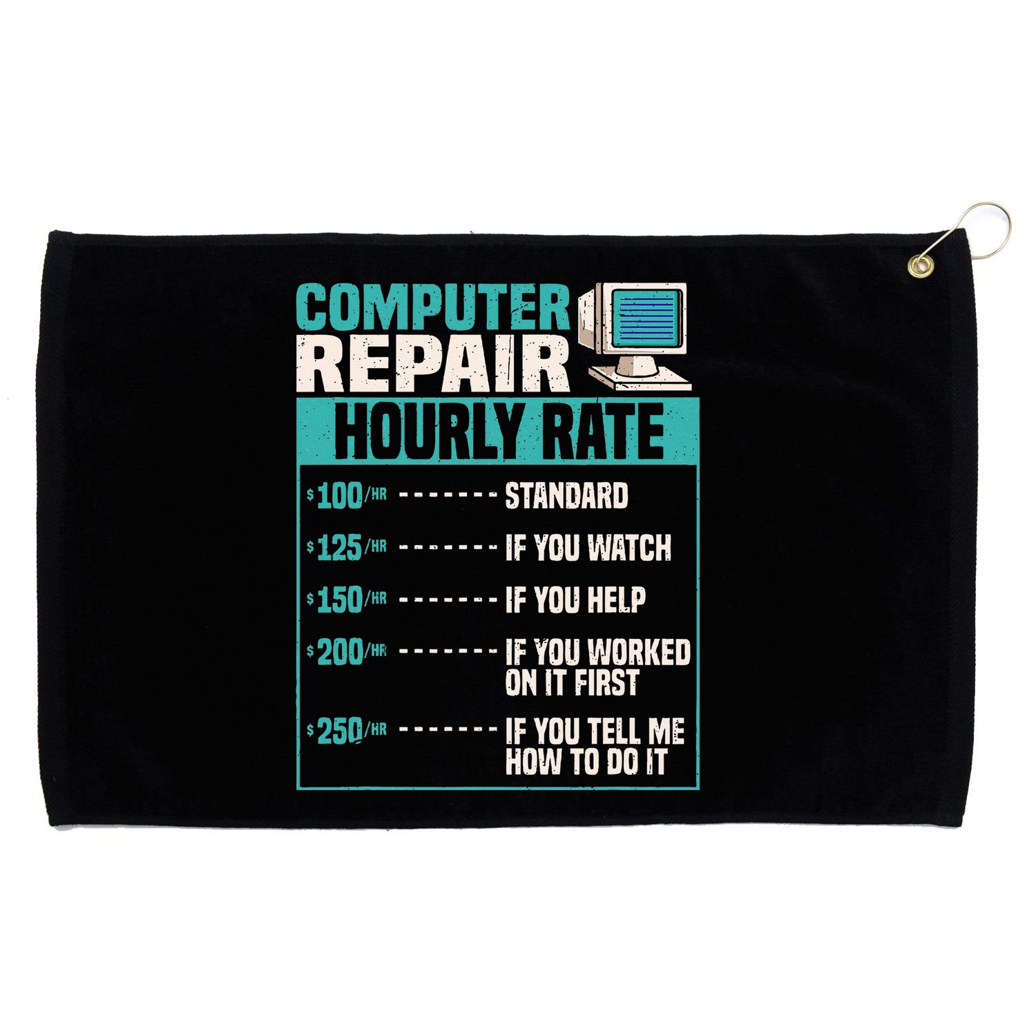 Funny Computer Repair Hourly Rate Grommeted Golf Towel