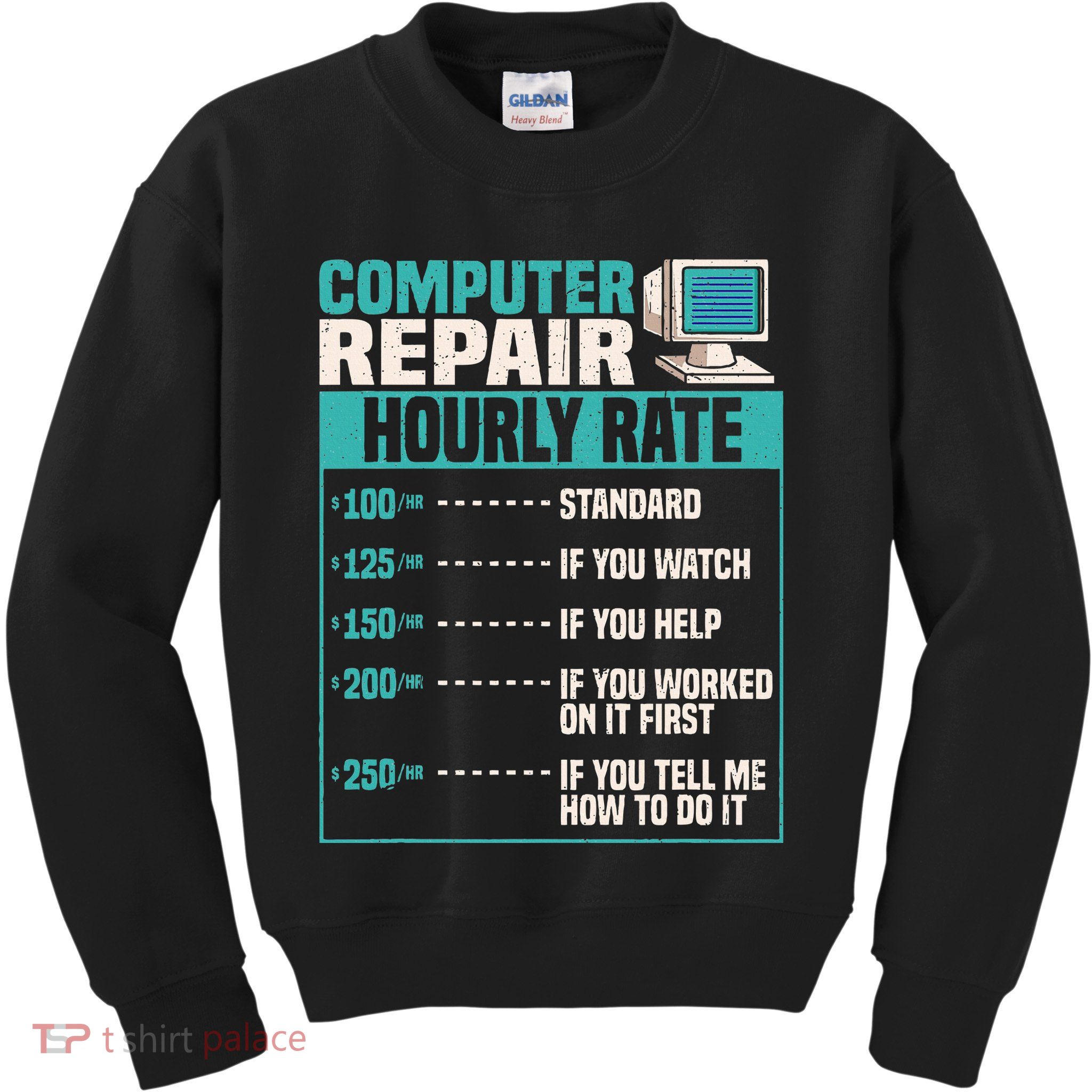 Funny Computer Repair Hourly Rate Kids Sweatshirt
