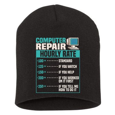 Funny Computer Repair Hourly Rate Short Acrylic Beanie