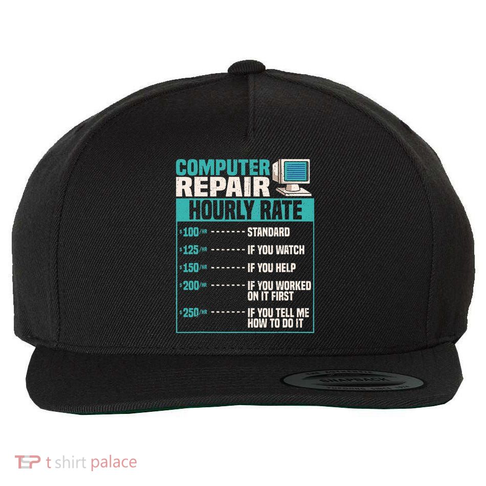 Funny Computer Repair Hourly Rate Wool Snapback Cap