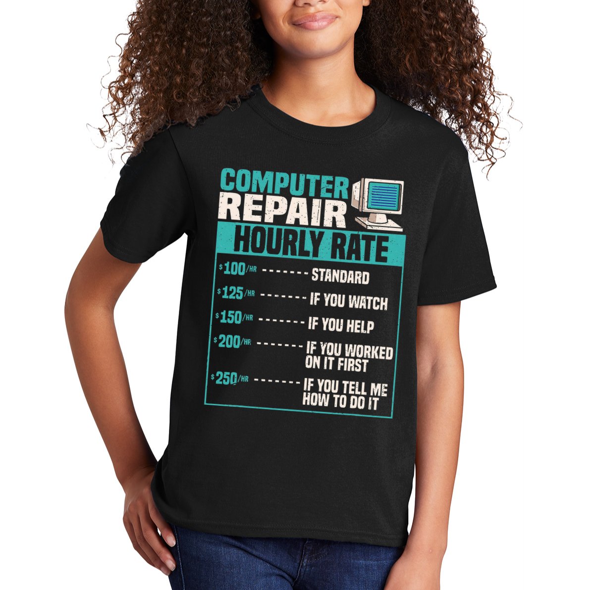 Funny Computer Repair Hourly Rate Kids T-Shirt