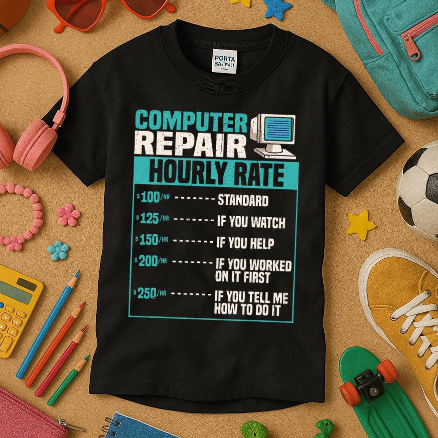 Funny Computer Repair Hourly Rate Kids T-Shirt