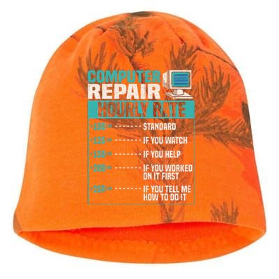 Funny Computer Repair Hourly Rate Kati - Camo Knit Beanie