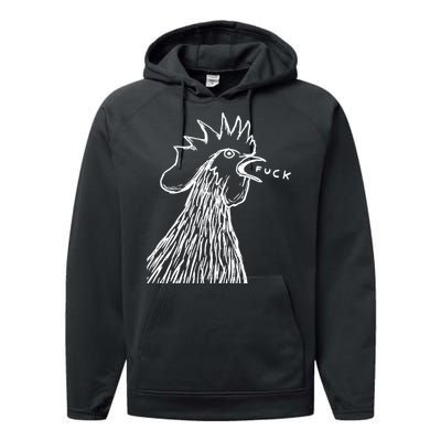 Funny Chicken Rooster Saying Fuck Performance Fleece Hoodie