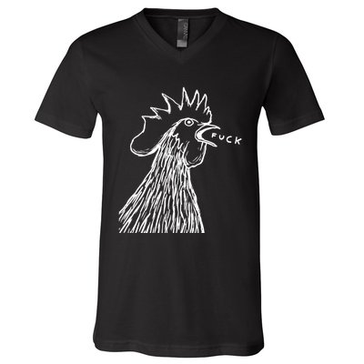 Funny Chicken Rooster Saying Fuck V-Neck T-Shirt