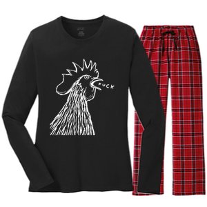 Funny Chicken Rooster Saying Fuck Women's Long Sleeve Flannel Pajama Set 