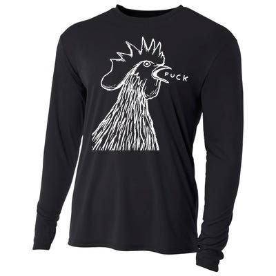 Funny Chicken Rooster Saying Fuck Cooling Performance Long Sleeve Crew