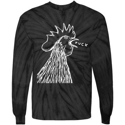 Funny Chicken Rooster Saying Fuck Tie-Dye Long Sleeve Shirt