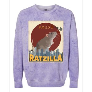 Funny Cute Ratzilla Rat Mouse Japanese Anime Graphic Gift Colorblast Crewneck Sweatshirt