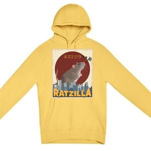 Funny Cute Ratzilla Rat Mouse Japanese Anime Graphic Gift Premium Pullover Hoodie