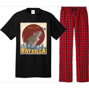 Funny Cute Ratzilla Rat Mouse Japanese Anime Graphic Gift Pajama Set