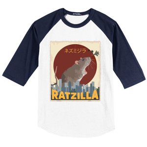 Funny Cute Ratzilla Rat Mouse Japanese Anime Graphic Gift Baseball Sleeve Shirt