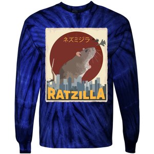 Funny Cute Ratzilla Rat Mouse Japanese Anime Graphic Gift Tie-Dye Long Sleeve Shirt