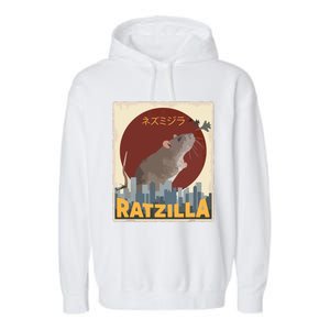 Funny Cute Ratzilla Rat Mouse Japanese Anime Graphic Gift Garment-Dyed Fleece Hoodie