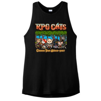 Funny Cute RPG Cats Choose Your Advenpurr Ladies PosiCharge Tri-Blend Wicking Tank