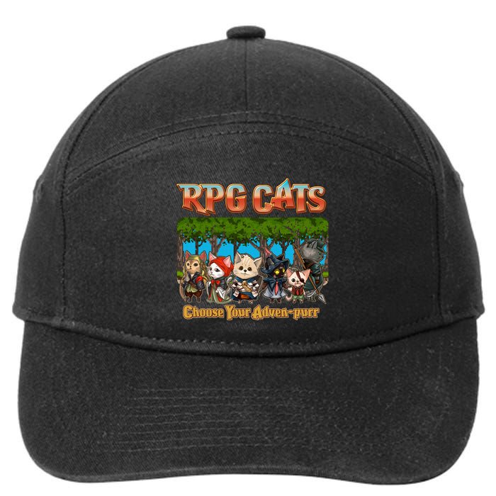 Funny Cute RPG Cats Choose Your Advenpurr 7-Panel Snapback Hat