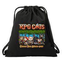 Funny Cute RPG Cats Choose Your Advenpurr Drawstring Bag