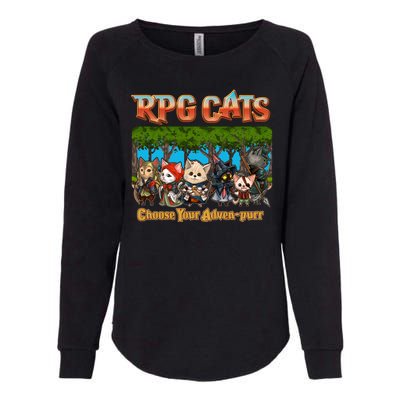 Funny Cute RPG Cats Choose Your Advenpurr Womens California Wash Sweatshirt