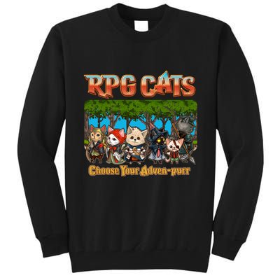Funny Cute RPG Cats Choose Your Advenpurr Tall Sweatshirt