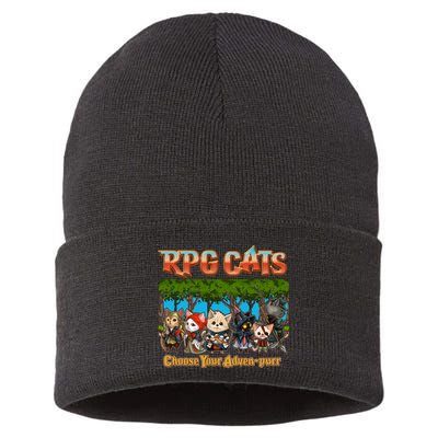 Funny Cute RPG Cats Choose Your Advenpurr Sustainable Knit Beanie