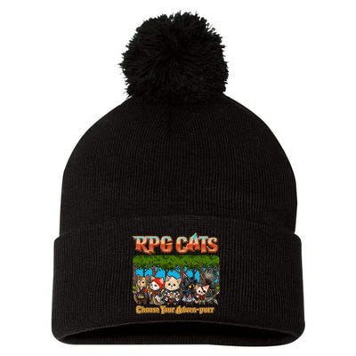 Funny Cute RPG Cats Choose Your Advenpurr Pom Pom 12in Knit Beanie