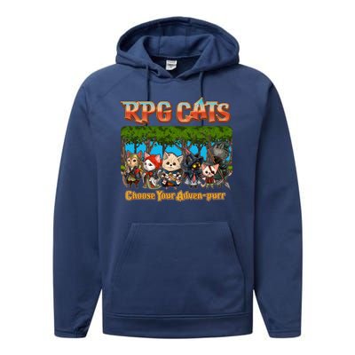 Funny Cute RPG Cats Choose Your Advenpurr Performance Fleece Hoodie