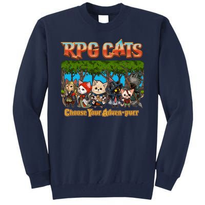 Funny Cute RPG Cats Choose Your Advenpurr Tall Sweatshirt