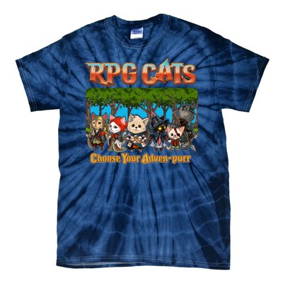 Funny Cute RPG Cats Choose Your Advenpurr Tie-Dye T-Shirt