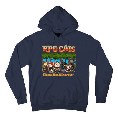 Funny Cute RPG Cats Choose Your Advenpurr Tall Hoodie