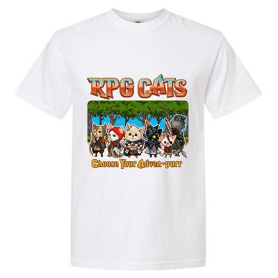 Funny Cute RPG Cats Choose Your Advenpurr Garment-Dyed Heavyweight T-Shirt