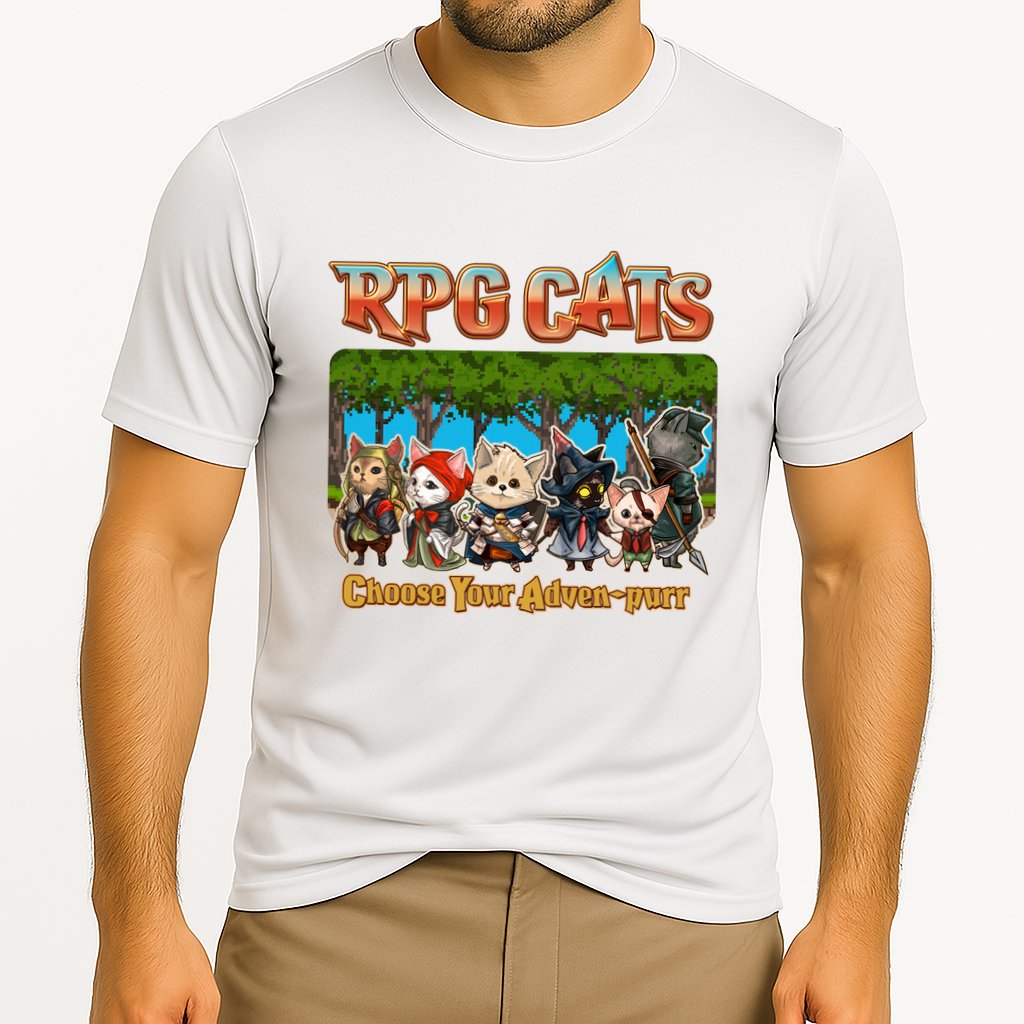 Funny Cute RPG Cats Choose Your Advenpurr Performance Shirt