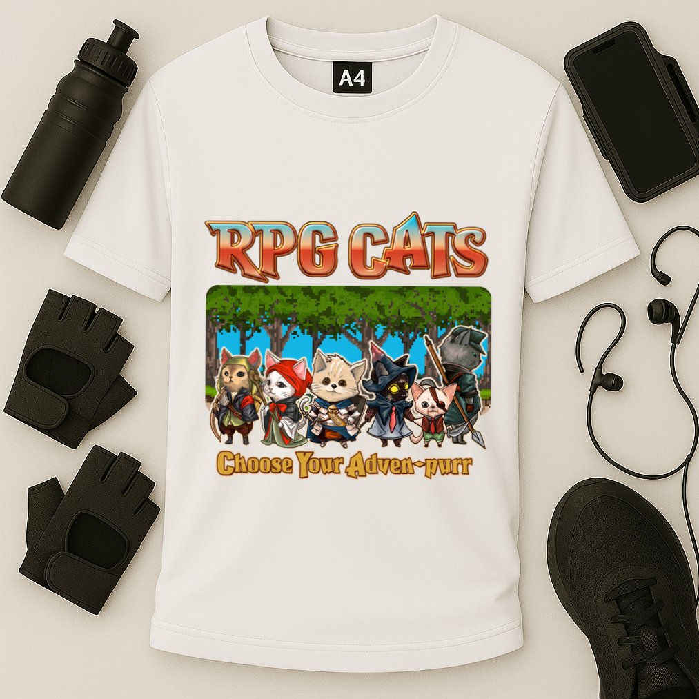 Funny Cute RPG Cats Choose Your Advenpurr Performance Shirt